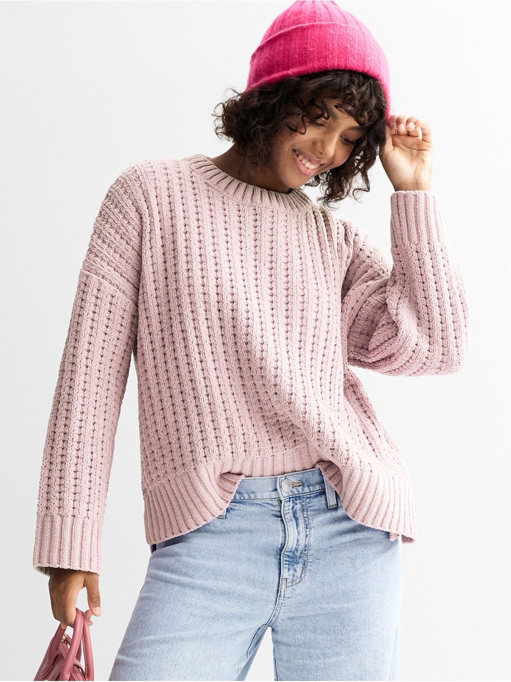 Pink Republic Soft Pink Chunky Knit Sweater - Women's Crewneck